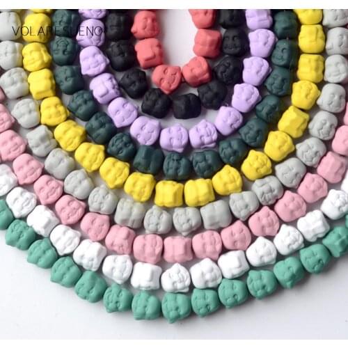 8mm Natural Matte 19 Colors Rubber Hematite Stone Buddha Head Shape Beads For Jewelry Making Spacer Loose Beads Diy Bracelet 15"