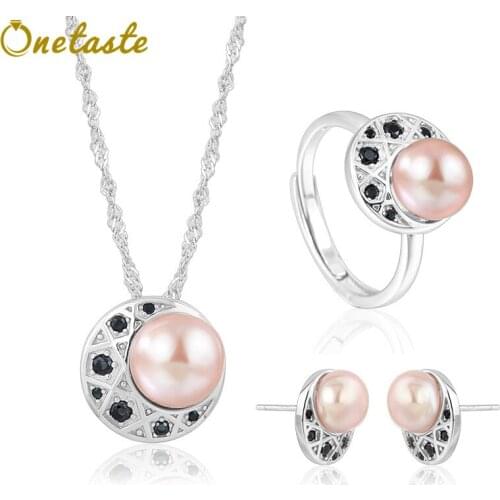 925 Silver Freshwater Pearl Ring Earring Pendant Necklace For Women Fashion Kpop DIY Accessories Jewelry Setting Tray