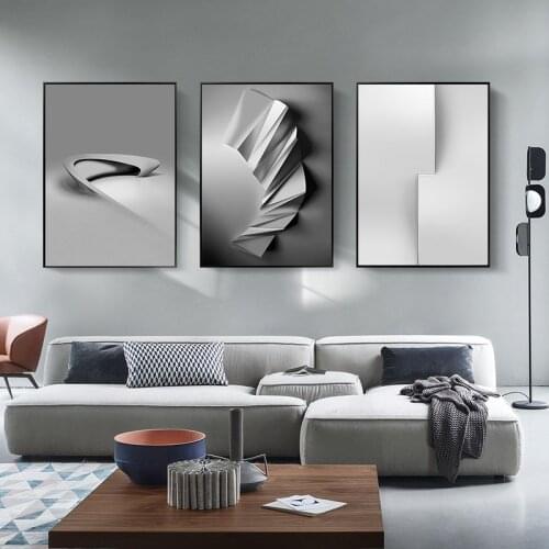 Abstract Geometric Canvas Paintings Black White Stereoscopic Posters Prints Nordic Wall Art Picture For Living Room Home Decor