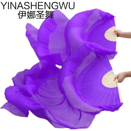 Stage Performance 100% Silk Belly Dance Fans Gradient Colour Dance Accessories Belly Dancing Silk Fans Pure color