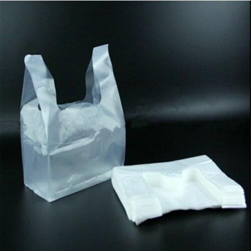 Carry Out Retail Supermarket Grocery White Plastic Shopping Bags 18X28cm 100pcs