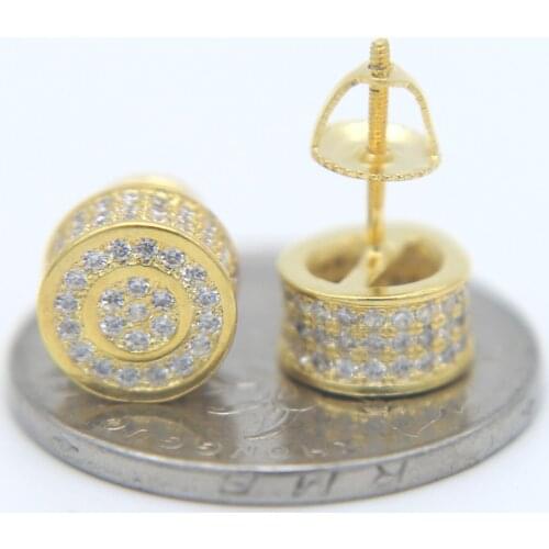 Free Shipping high polished 925 sterling silver screwback gold filled round dots micro pave sparking bling girl women earring