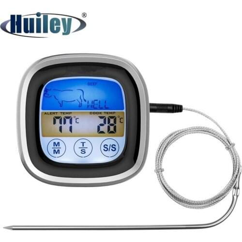 Digital Cooking BBQ Thermometer Food Meat Temperature Meter LCD Touch Screen Timer Stainless Steel Probe Kitchen Magnetic Baking
