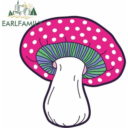 EARLFAMILY 13cm x 12.3cm for Mushroom Drug Creative Car Sticker DIY Anime Waterproof 3D Custom Printing Fine Decal Decoration