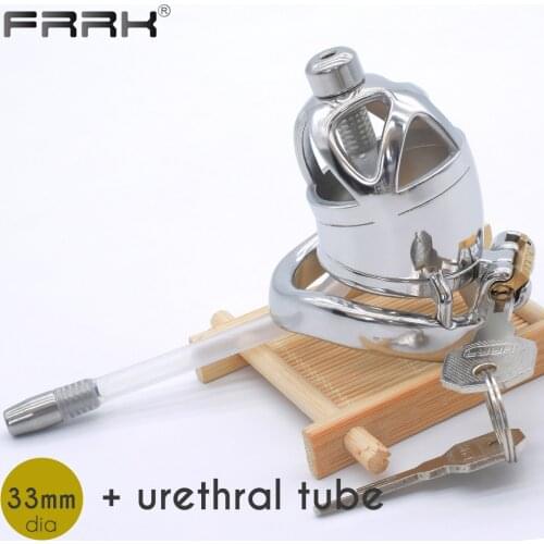 FRRK Metal Chastity Belt Penis Cage with Urethral Catheter BDSM Sex Toys for Couple Steel Cock Rings Mamba Bondage Device Shop