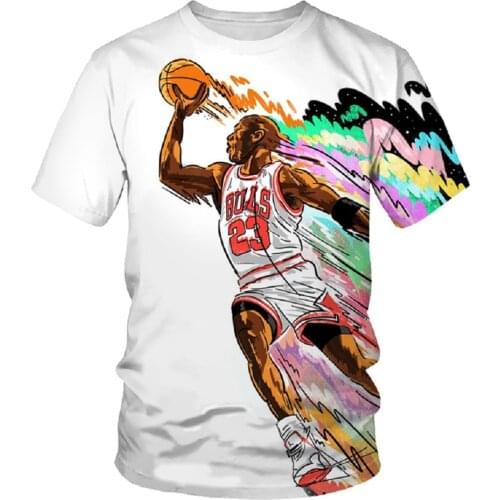 New Mens T-Shirt 3D Printing Character Pattern Harajuku Fashion Street Parent-Child Outfit Top Basketball Player Casual T-Shirt