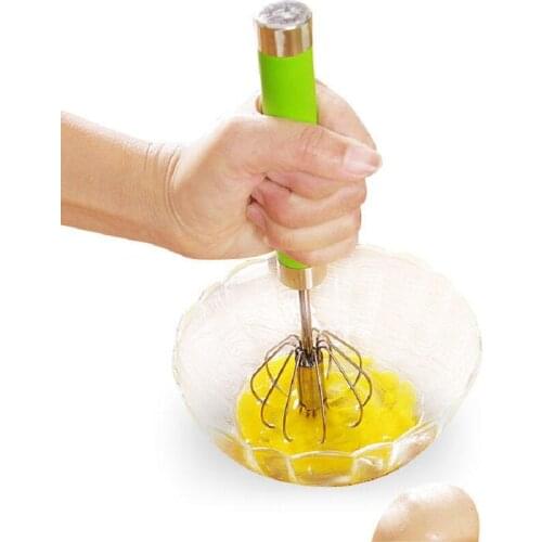 Honana Manual Self Turning Stainless Steel Miracle Push Magic Whisk Egg Beater Speed Kitchen Tool