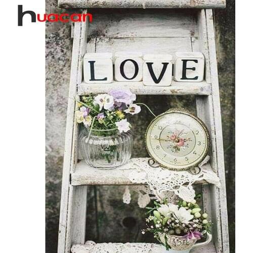 Huacan 5D Diamond Painting Flower Full Square/Round Drill Diamond Embroidery Love DIY Handicraft Decor For Home