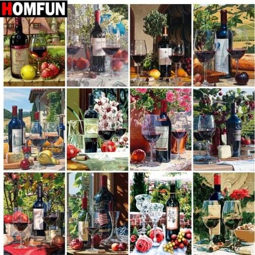 HOMFUN Rhinestone Painting Crystal Decor Diy Diamond Painting "Wine scenery" 3D Cross Stitch Pattern Diamond Embroidery