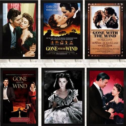 Clark Gable Vivien Leigh Classic Love Movie Gone With The Wind Room Retro Art Home Wall Decor Quality Canvas Painting Poster