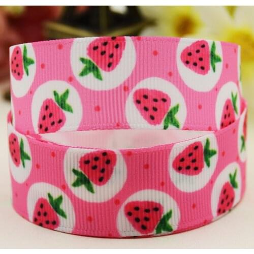 22mm 25mm 38mm 75mm Strawberry Cartoon pattern printed Grosgrain Ribbon party decoration 10 Yards X-04189