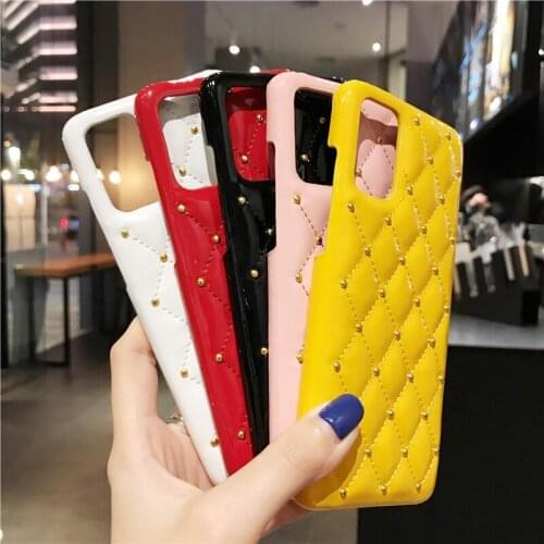 KQJYS Vintage Square Plaid Leather Cover For Samsung Galaxy S20/S20 Plus Soft Silicone Leather Cases For Galaxy S20 Ultra Cover