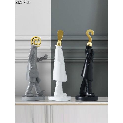 Creative Abstract Symbol Character Sculpture Resin Figurines Living Room Wine Cabinet Furnishings Crafts Home Decoration Modern