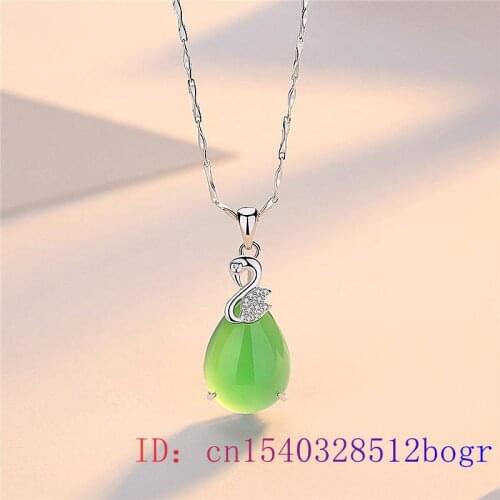 Jade Swan Pendant Gifts Necklace 925 Silver Jewelry Charm Chinese Fashion Natural Chalcedony Amulet Women Hetian