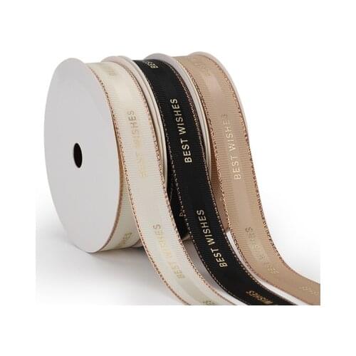 5 Meters Wrapping Ribbon Grosgrain 15MM DIY Handmade Gift Wrapping Ribbon Bouquet Ribbons Threaded handmade Ribbon BEST WISHES