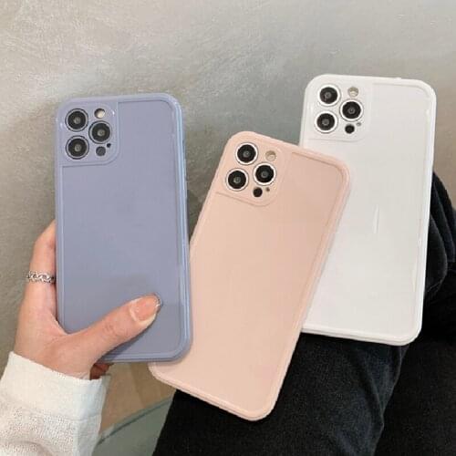 Cute Candy Color Soft TPU Phone Case For iPhone 11 12 Pro X XR XS Max 12Mini SE2 7 8 Plus Fashion Lens Protection Silicone Cover