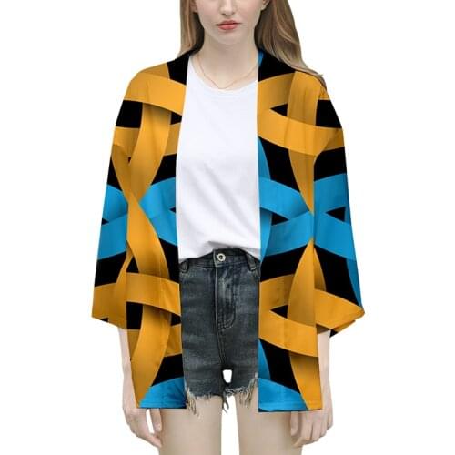 Visual Impact Geometric Kimono Fashion Hip Hop 3d Print Shirt Men Seven Point Sleeve Tops Casual Cardigan Jackets Streetwear 4XL