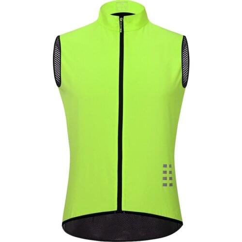 Mens Hi-Viz Safety Running Cycling Vest - Reflective Sleeveless Windproof