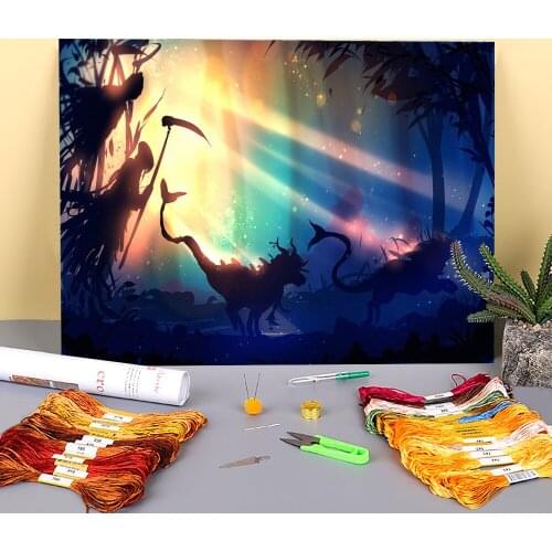 Scenery Behind You Printed 11CT Cross-Stitch Set Embroidery DMC Threads Handiwork Knitting Painting Craft Home Decor Counted