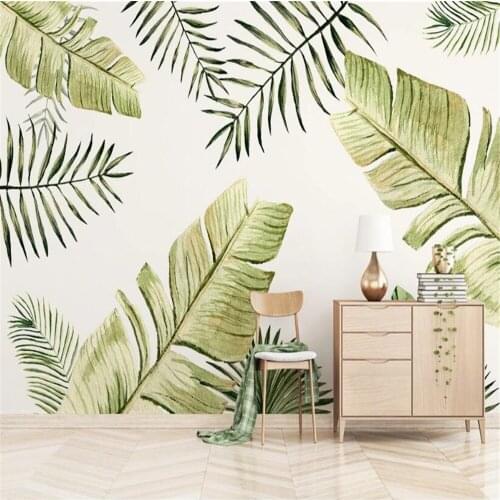 Milofi custom size 3D printing wallpaper mural Nordic minimalist hand-painted banana leaf plant living room TV background wall