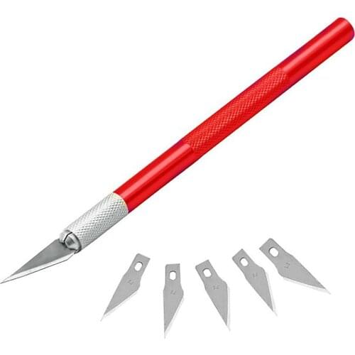 Non-Slip Metal Scalpel Knife Tools Kit Cutter Engraving Craft knives+5pcs Blades Mobile Phone PCB DIY Repair