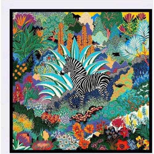 New Fashion Women Twil Silk Scarf 130*130cm Big Print Horse Pattern Square Shawl Large Wrap Neckerchief Ladies Scarves