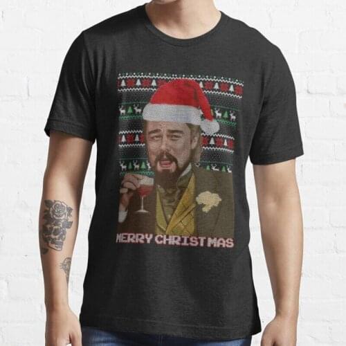 New Leonardo Dicaprio Django Laughing - Ugly Christmas Sweater Funny Tee Tshirt Christmas Tshirt T-Shirt Cotton Tee Shirt