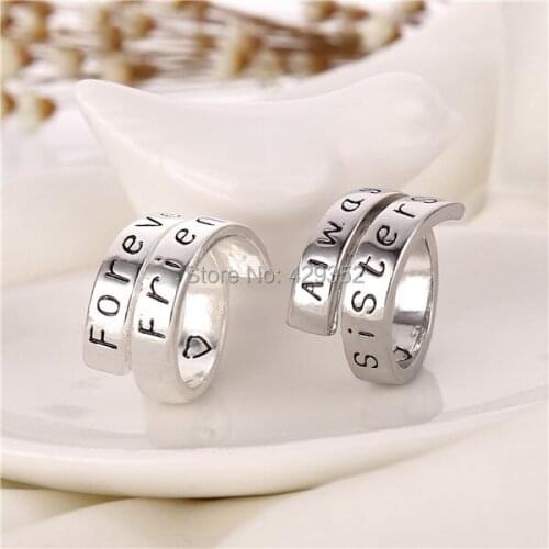 Fashion Letter "Forever Friends" "Always Sister" Best Friends Couple Rings Lover Rings Gifts 20pairs/lot