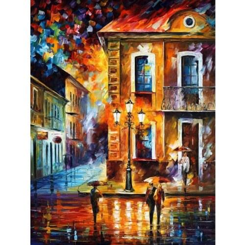 Landscape Modern paintings with Palette knife art oil on Canvas charming night Handmade high quality