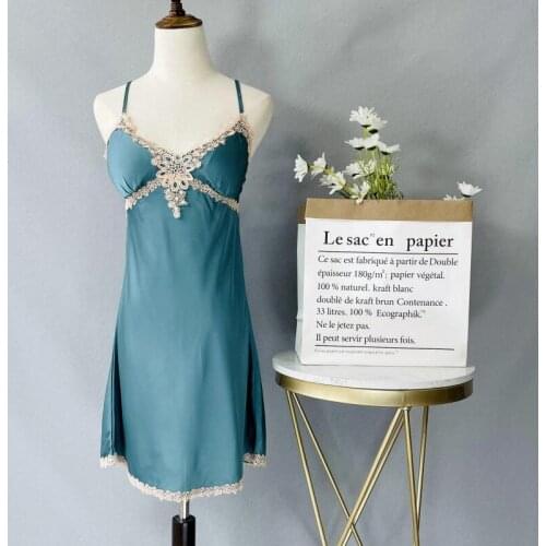 Sexy Suspender Nightdress With Breast Pads Rayon Women Deep V-Neck Sleepwear Lace Kimono Wedding Loungewear Comfy Lingerie