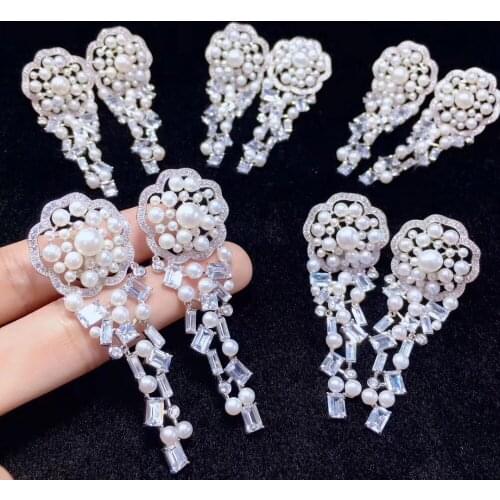 Natural fresh water pearl dangle earring 925 sterling silver party wedding fine women jewelry free shipping