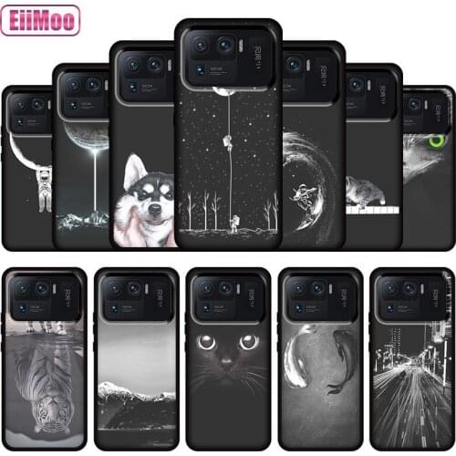 EiiMoo Silicone Phone Case For Xiaomi Mi 11 Ultra Fashion Cute Cartoon Flower Pattern For Xiaomi 11 Ultra TPU Thin Black Cover