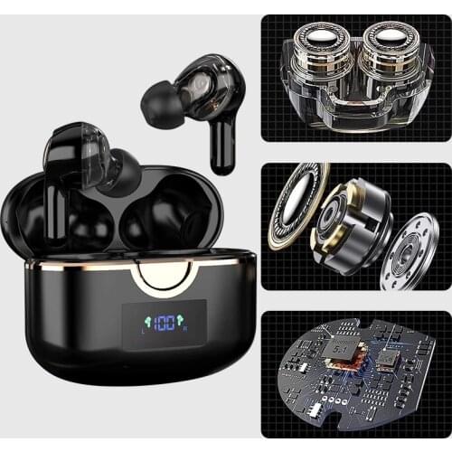 4 Microphone Stereo Earbuds Wireless Bluetooth Earphones HiFi Noise Cancelling Headsets Waterproof Sports LED Display Headphones