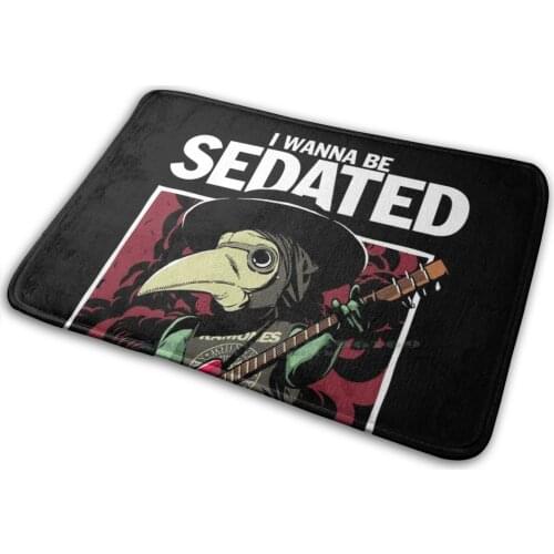 Sedated 2 Mat Rug Carpet Anti-Slip Bedroom Entrance Door Mat Sedated Plague Rock Punk Guitar