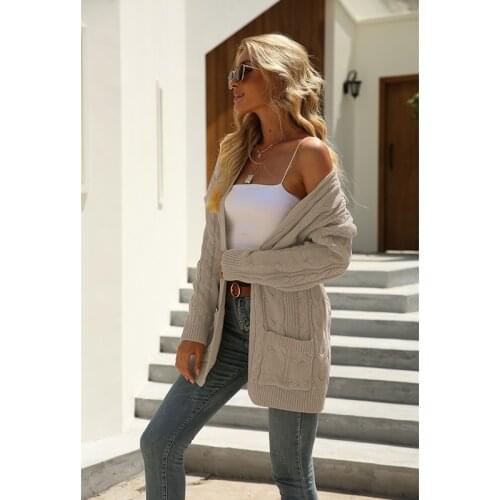 2021 Autumn and Winter New Long-Sleeved Knitted Cardigan Coats Casual Loose Ladies Jacket Female S-XL Plus Size Cardigan Sweater