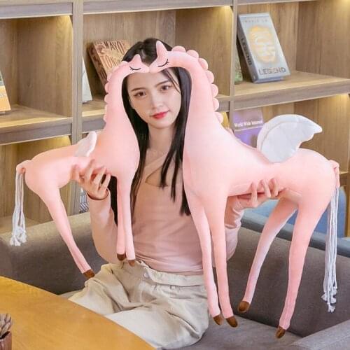1pc 55/80CM Lovely Angel Unicorn Plush Toys Stuffed Animal Unicorn Horse with Wings Dolls Christmas Room Decor Gift for Girls