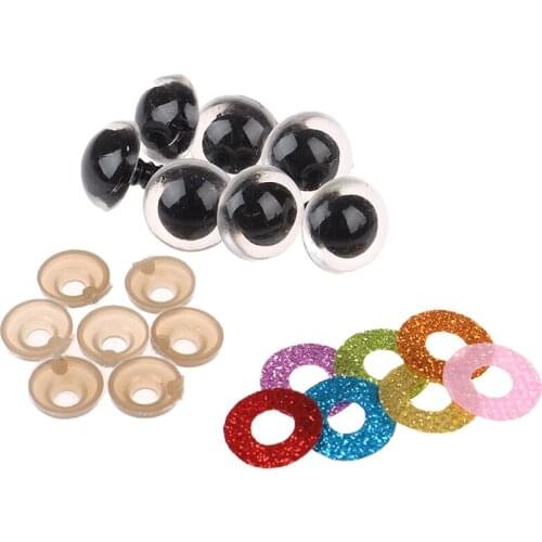 10 sets 16MM Stuffed Toys Glitter Safety Eyes Nonwovens Washer Clear Doll Eyes Dolls Accessories