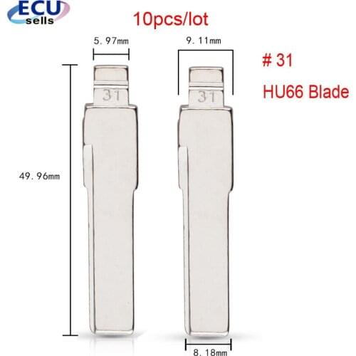 10pcs/lot 31 KD VVDI Key Blade HU66 HAA Uncut Flip Car Key #31 Blade for VW Passat Bora Seat Skoda KEYDIY for KD900 Machine VVDI