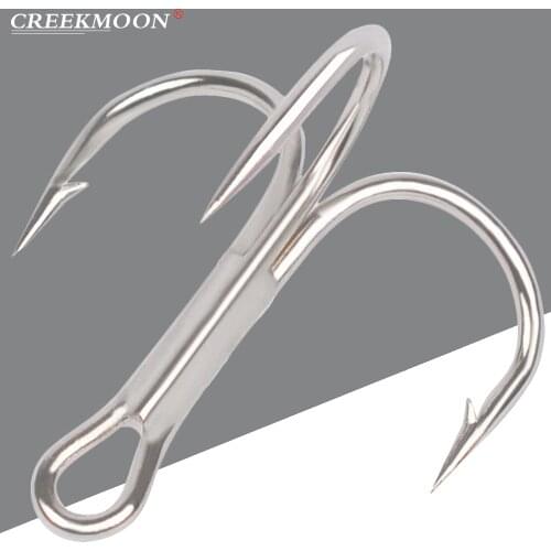 100PCS Big Fishing Hook 10#-3/0# Treble FISHHOOK Overstriking Antirust Fishing Tackle High Carbon Steel Treble Hooks