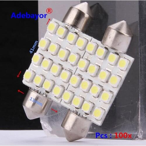 100X41mm 1210 3528 16 SMD LED White Car Dome Festoon Interior Light Bulbs Auto Car Festoon LED Licence Plate Dome Roof Car Light