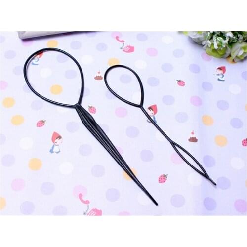 2 pcs Loop Styling ToolsTail Clip Hair Braid Maker Ponytail Creator Black Styling Tool Plastic