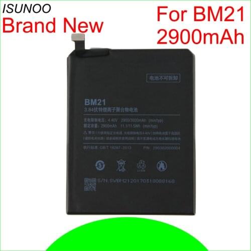 ISUNOO BM21 battery For Xiaomi Mi Note 3GB Brand New mobile phone Battery Replacement batteries parts 2900mAh