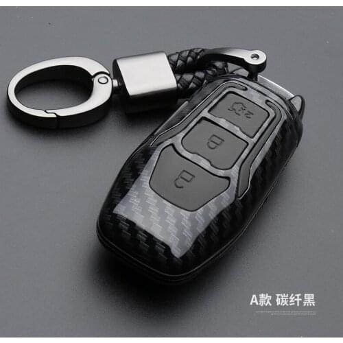 Carbon Fiber Car Styling Key Remote Key Fob Case Cover Keychain for Ford Fiesta Focus 3 4 MK3 MK4 Mondeo Ecosport Kuga Focus ST