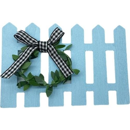 Wooden Fence Tiered Tray Decoration Plaid Frame Sign Rustic Farmhouse Wall Decor for Home Kitchen Shelf Photo Prop