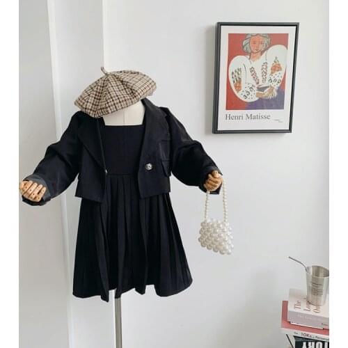 Kids Baby Girl Cardigan Clothes Long Sleeve dresses + costume suit Casual Dresses 2PCS jacket Girls' Clothing Sets