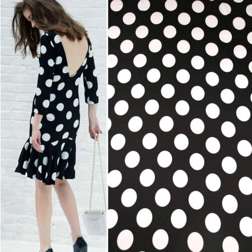 DGVB big dot printed polyester soft silk satin fabric for dress shirt tissu au metre DIY scarf cloth hair band handwork material