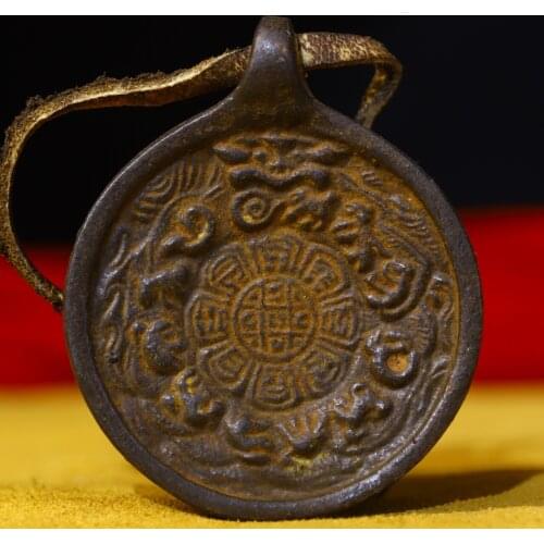 Home Decor 2" Tibet Buddhism Old Bronze Shakyamuni Buddha Statue Nine Palaces Bagua Amulet Pendant Enshrine the Buddha