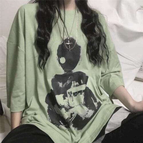 Round Neck Short-sleeved T-shirt Women Spring 2021 New Korean Harajuku Style Loose Top Graphic T Shirts Vintage Clothes Women