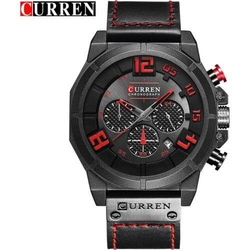 CIRREN Chronograph Casual Watch Men Luxury Brand Quartz Military Sport Watch Genuine Leather Mens Wristwatch