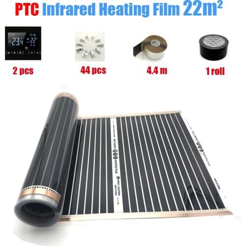 22M2 PTC Infrared Carbon Heating Foil Mat for Underfloor Tiles Wood Linoleum Laminate Heating with Installation Clips Duab
